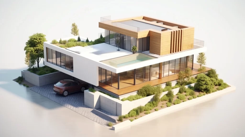 3D Rendering of a Modern House