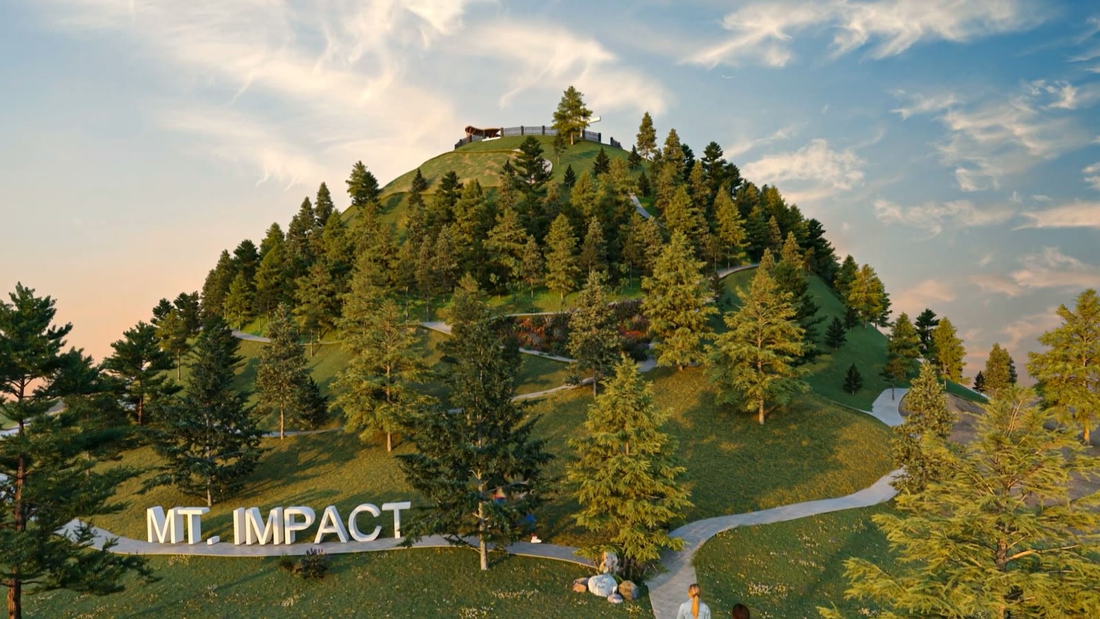 MT. IMPACT landscaped hill with lookout at Impact Youth America camp