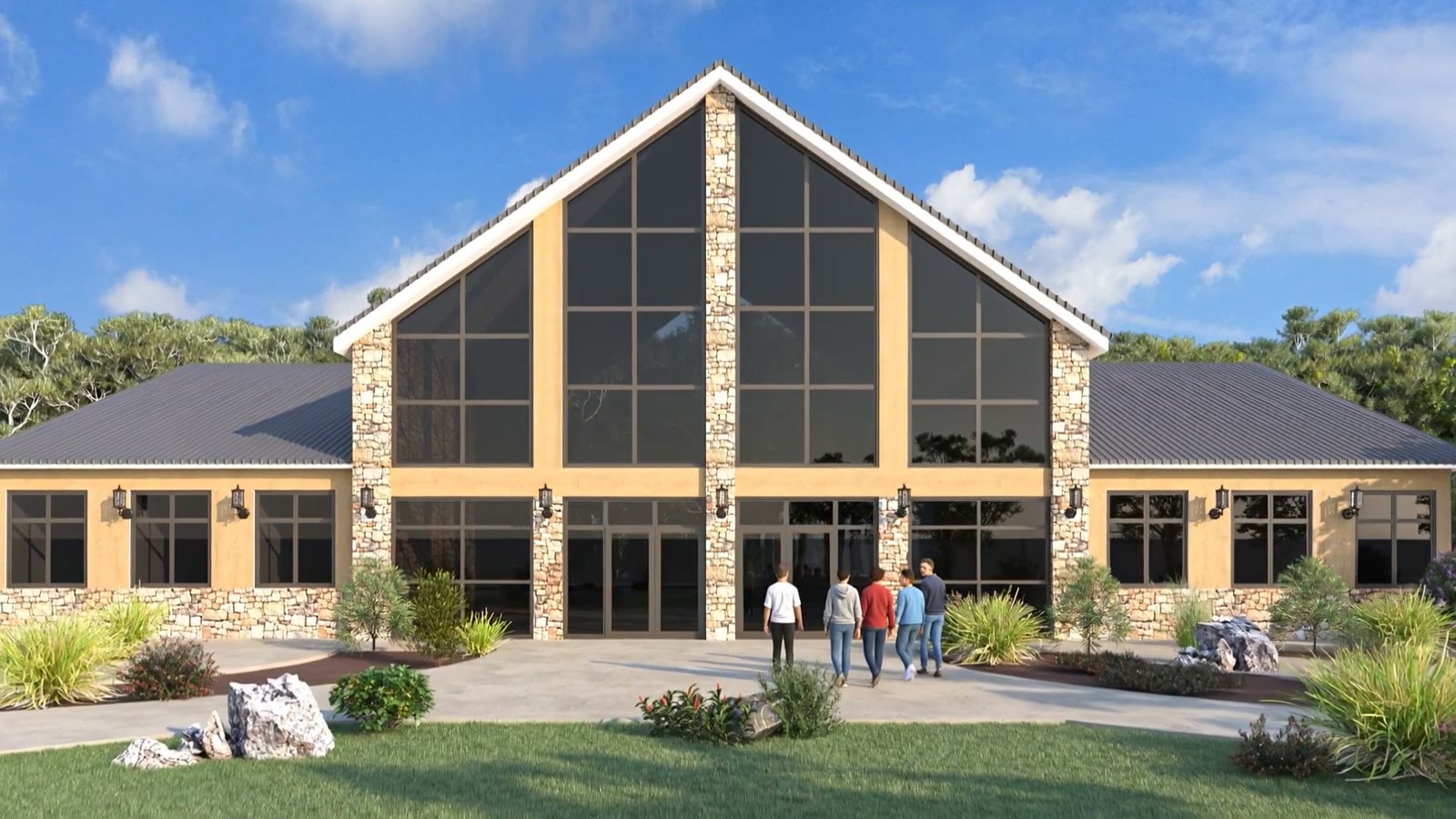 Recreation centre building at a youth camp and adventure park development